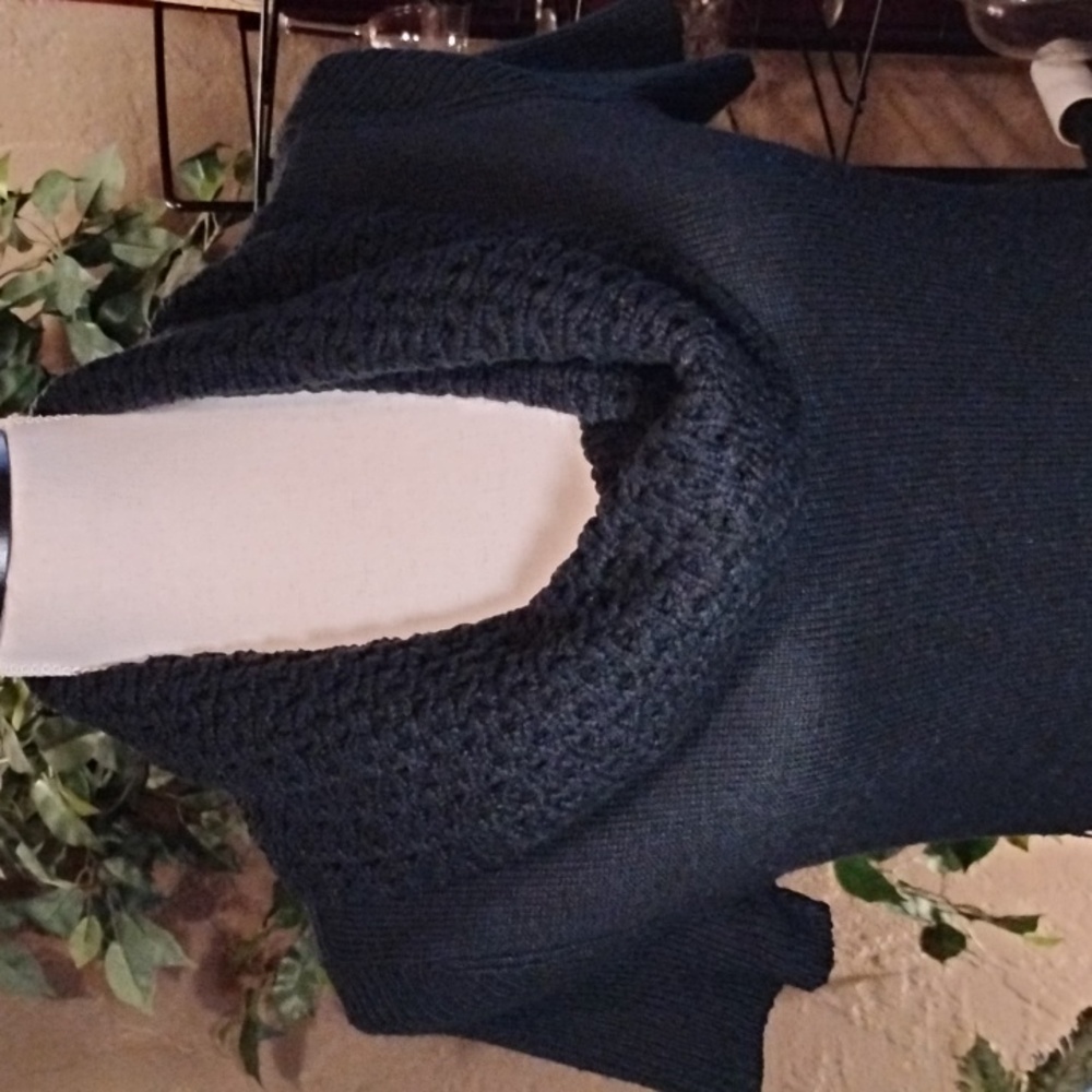 F-021 t/o Black Sweater with Crochet Cowl Neck